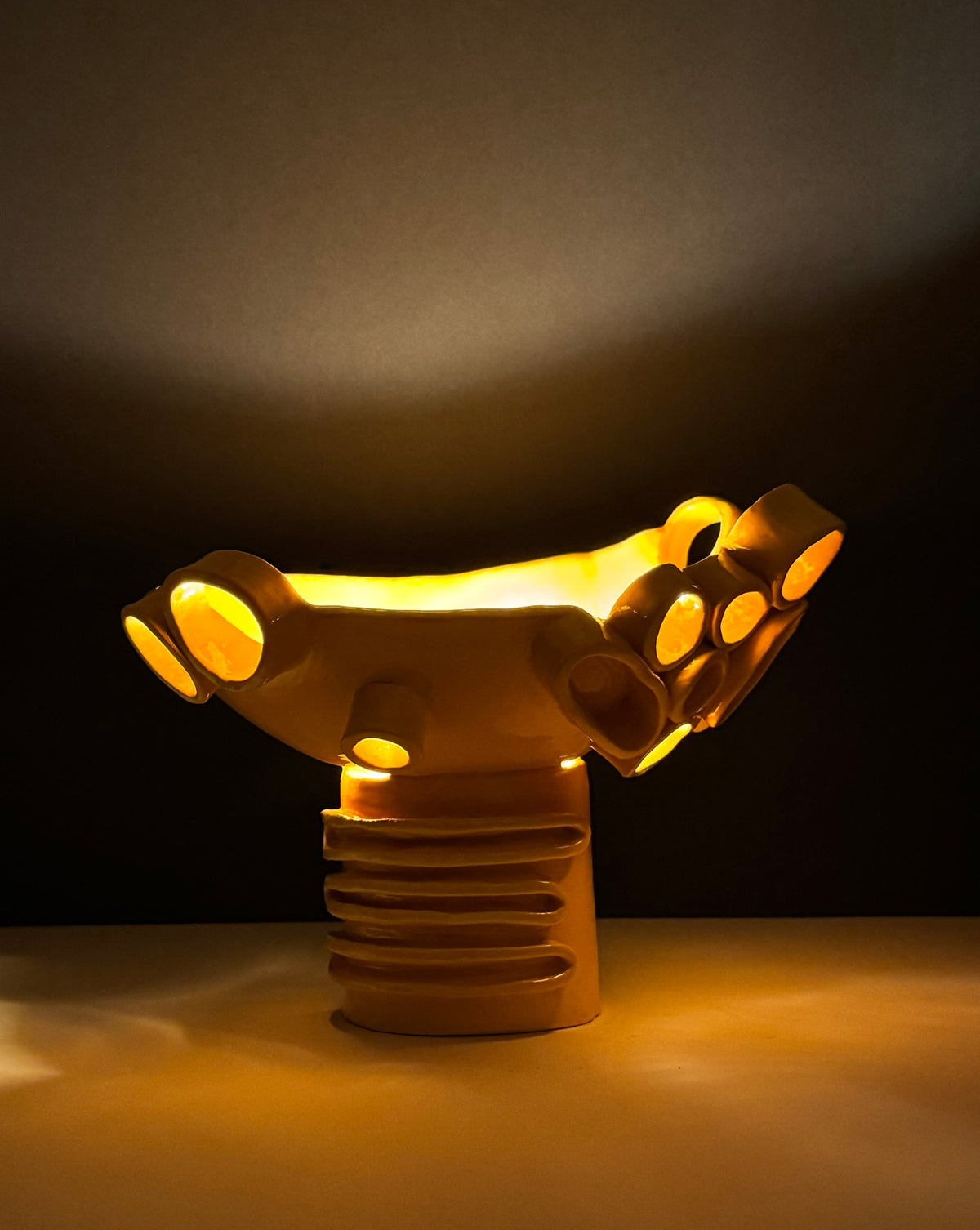 Yellow Sculptural Up Lamp