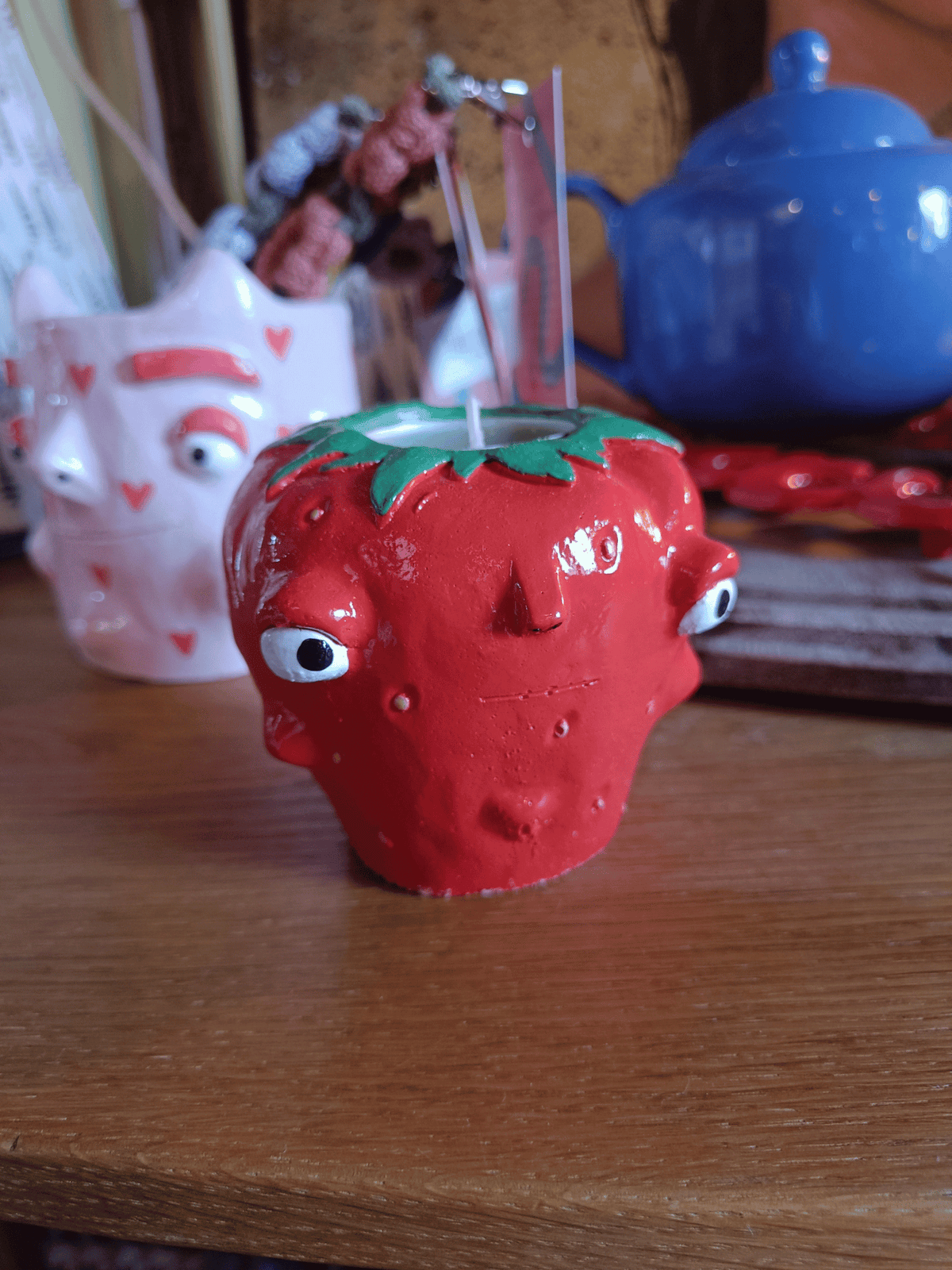 Red Strawberry Candle Holder