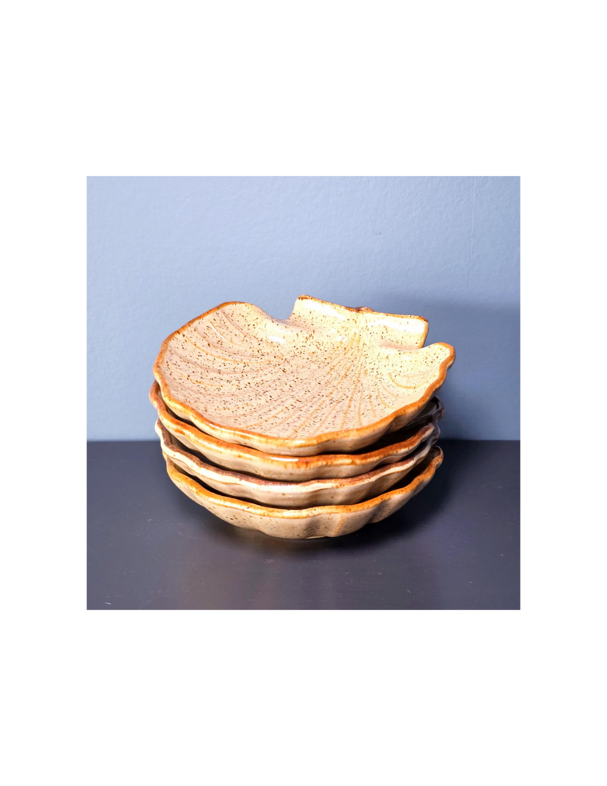 Vintage Stoneware Clamshell Dish