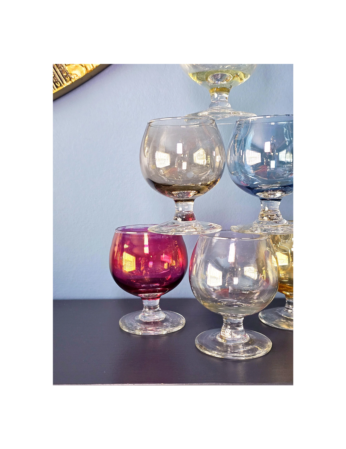 Set of 6 Iridescent Harlequin Snifter/Cognac Glasses